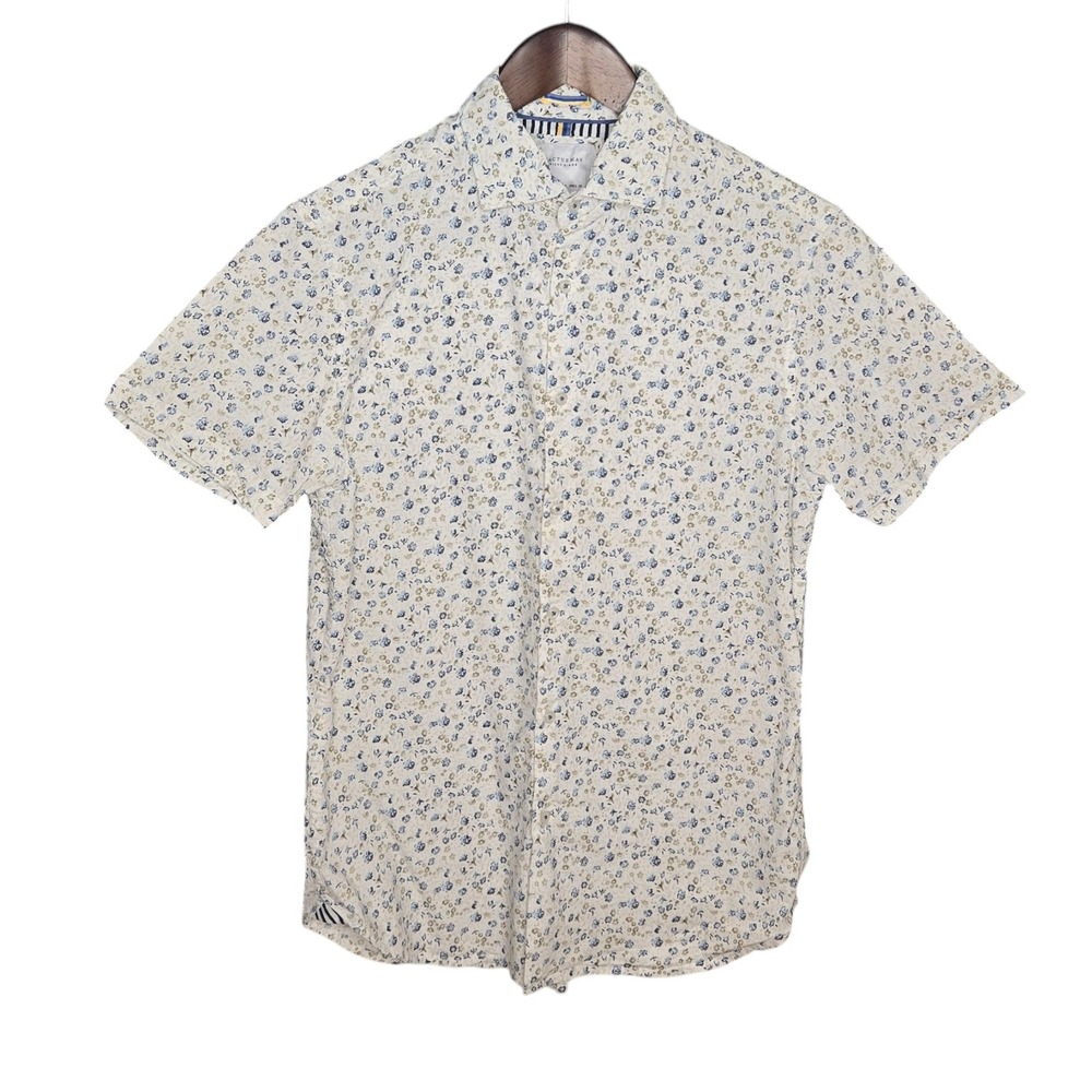 Cactus Man‎ Ricky Singh Floral Print Short Sleeve Button Up Summer Shirt Mens S